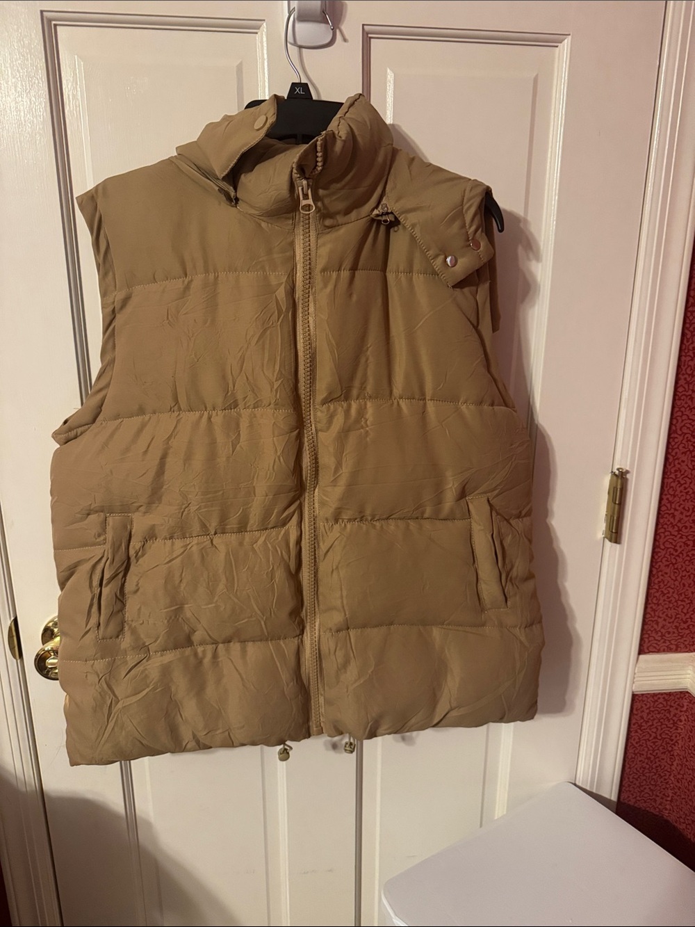 Woman’s Oversized Quilted Puffer Vest - Tan